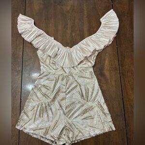 Angel Biba Champagne Sequin Beaded Romper Size 6 NWT Cocktail Party